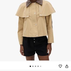 Avec Les Filles Tan Cape Jacket with Brown Collar